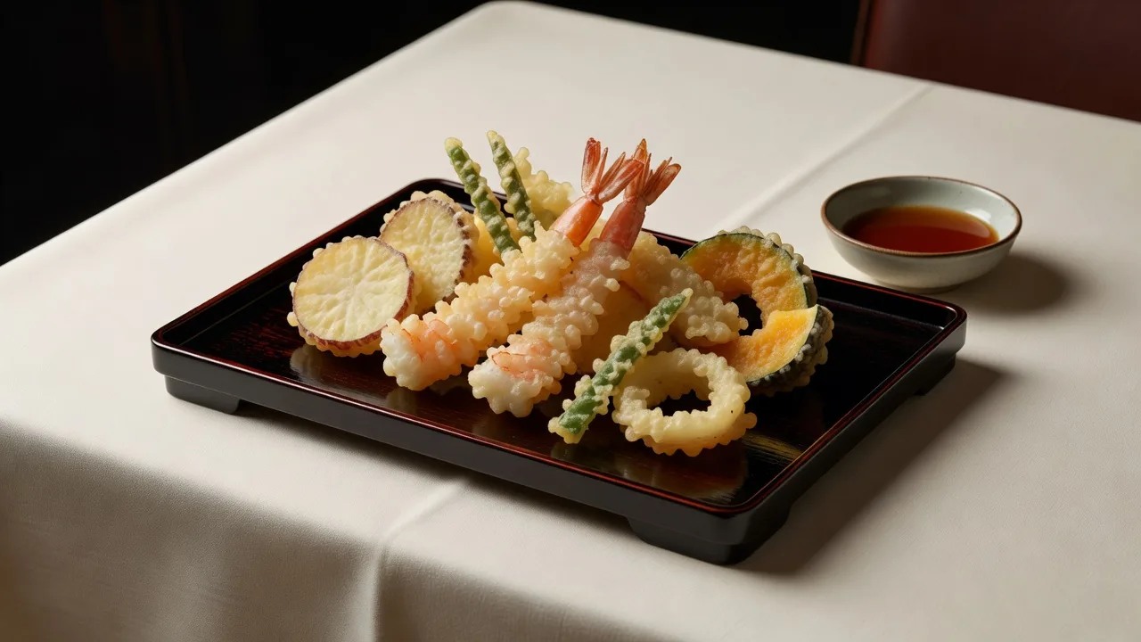 海老と季節野菜の天ぷら